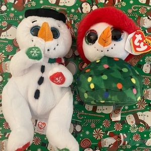 Ty Beanie Bellies Winterby and Ty Beanie Boos Garlin the snowman